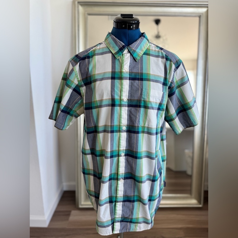 Men Patagonia Multicolor Check Short Sleeve Button Up Shirt Size L